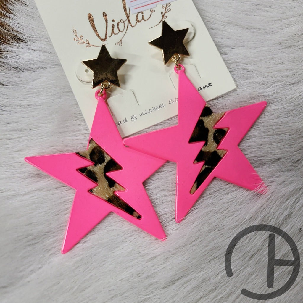 Neon Star Leo Earring