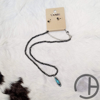 Oval Drop Turquoise Necklace