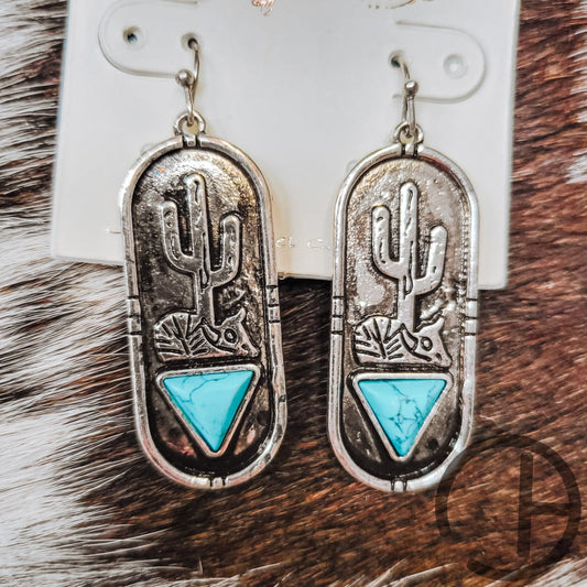 Oval Turquoise Triangle Earring