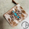 Painted Leather Cowhide Coin Pouch Caramel Firebird