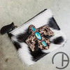 Painted Leather Cowhide Coin Pouch Chocolate Firebird