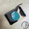 Painted Leather Cowhide Coin Pouch Espresso Concho
