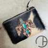 Painted Leather Cowhide Coin Pouch Espresso Firebird
