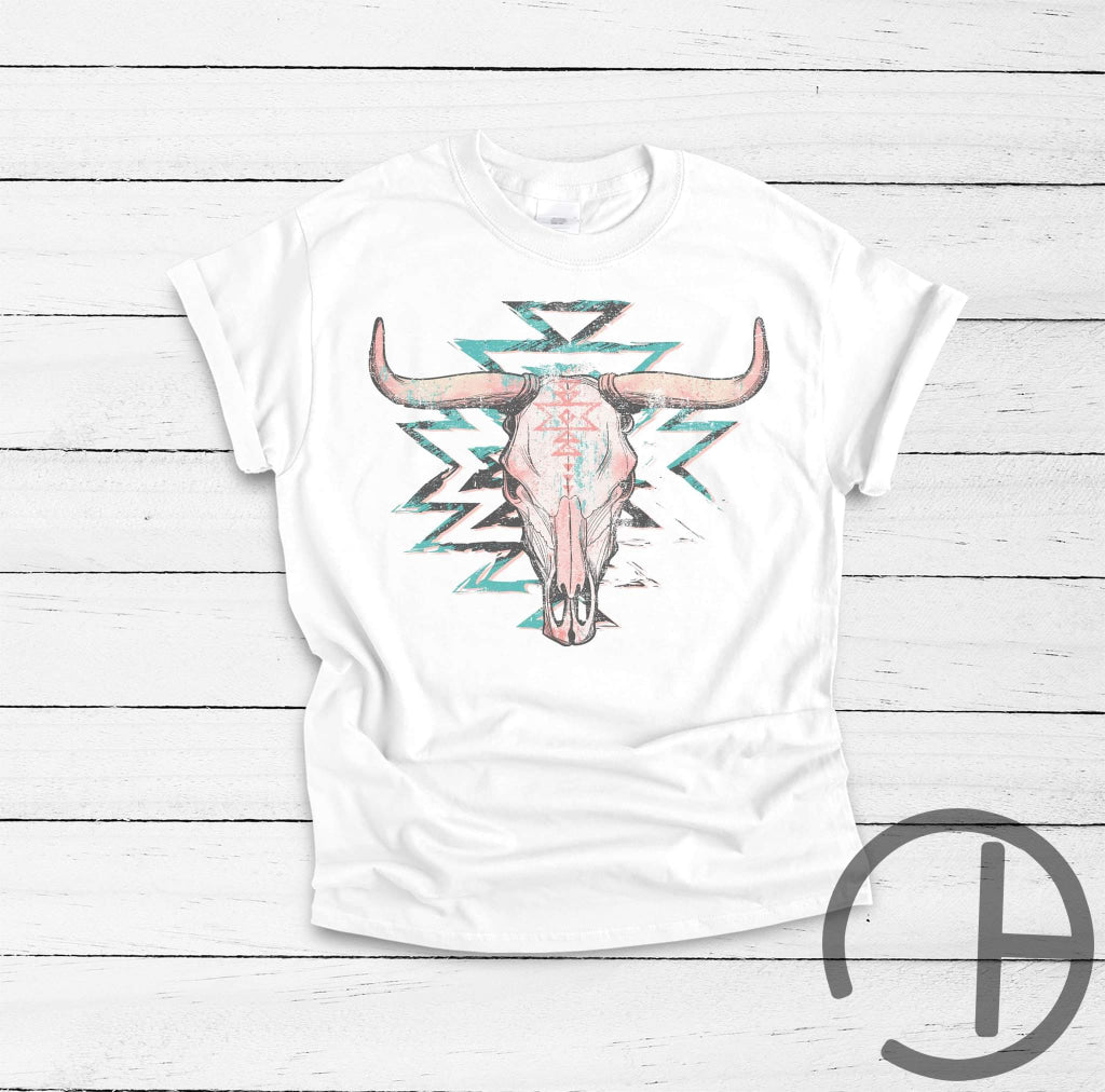 Pastel Aztec Steer Tee