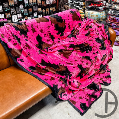 Pink Moo Cow Oversized Throw Blanket