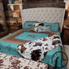 Praying Cowboy Teal Quilt 3 Piece Bed Set