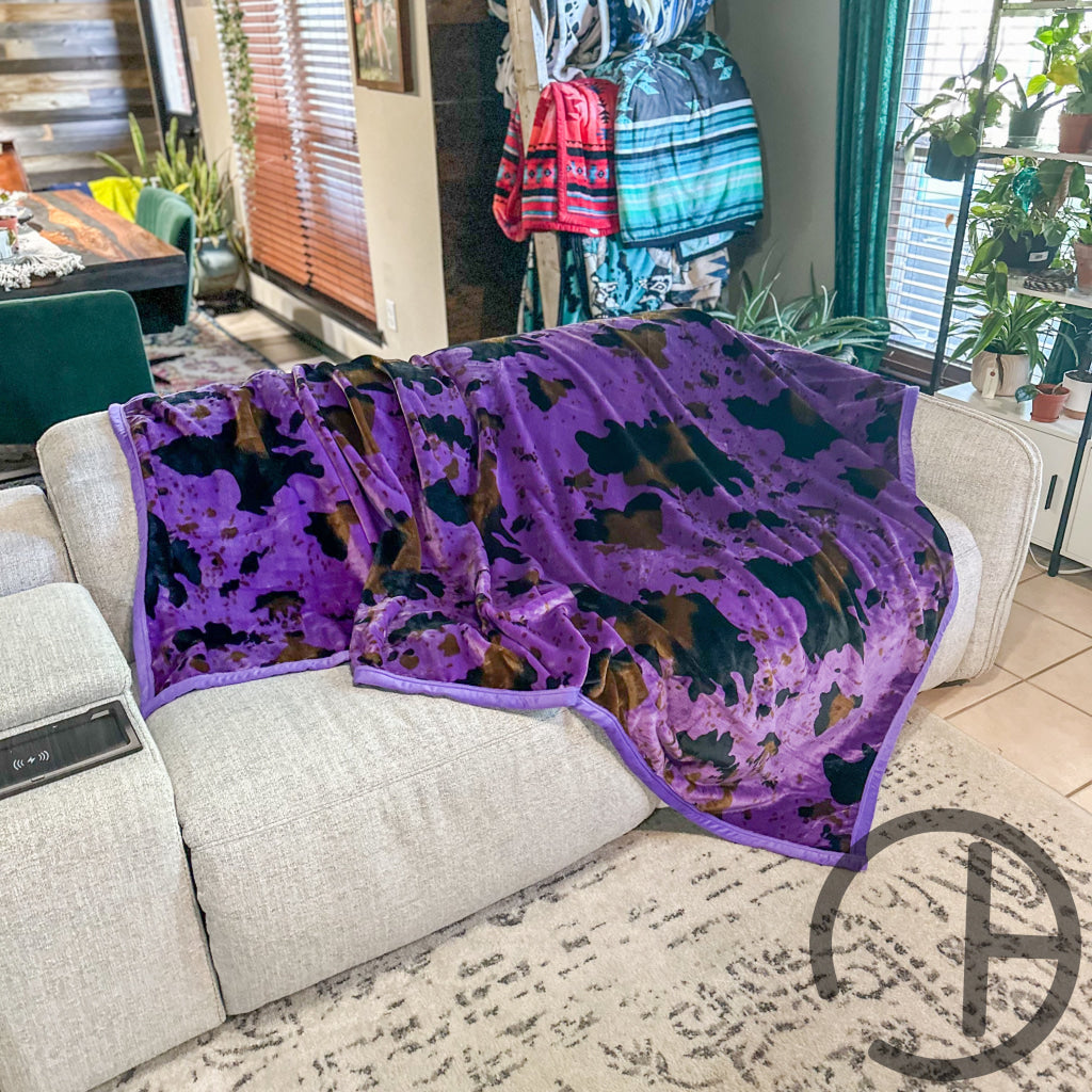 Purple Moo Oversized Throw Blanket