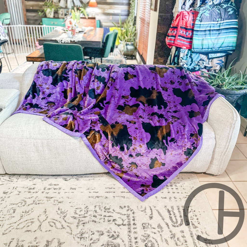 Purple Moo Oversized Throw Blanket