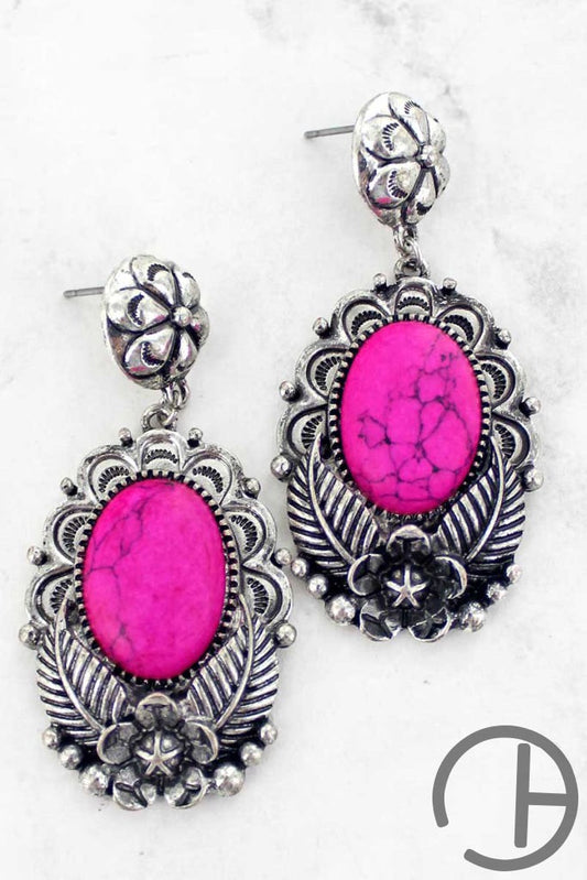 Rose Haven Fuchsia Pink Drop Earrings