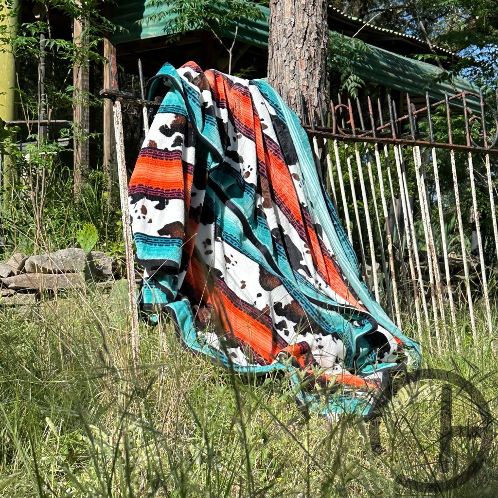 Serape Stripe Moo Cow Oversized Throw Blanket