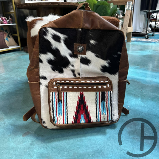 Serape Weathered Cowhide Leather Backpack