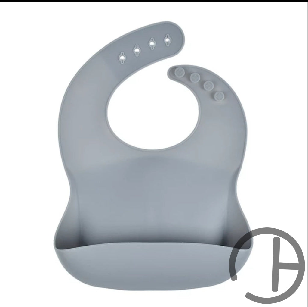 Silicone Adjustable Baby Bib Dusty Blue