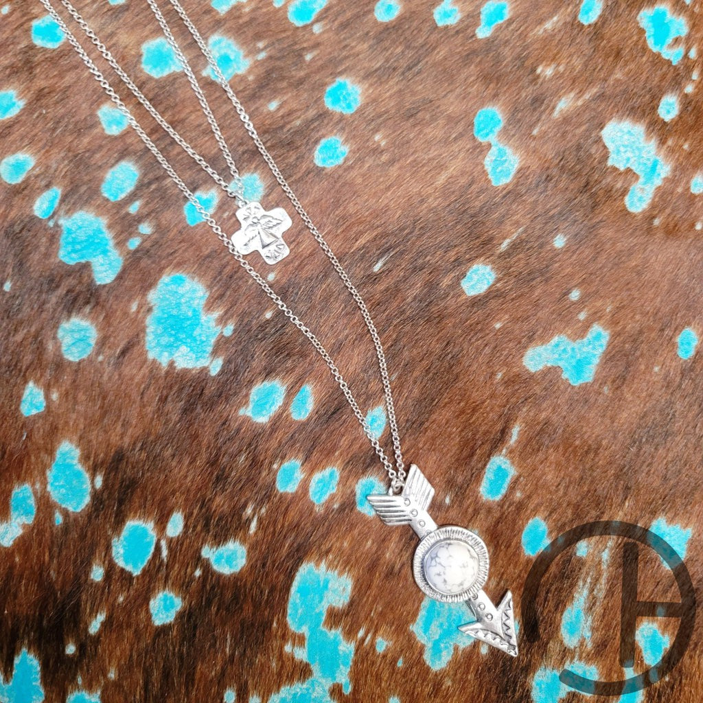 Silver Arrow Stone Necklace