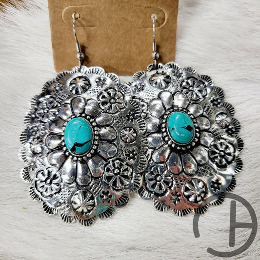 Silver Large Concho Earring