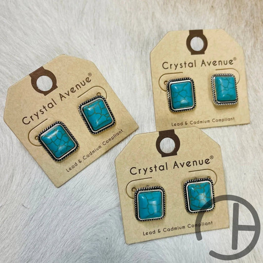 Square Stud Turquoise Earring