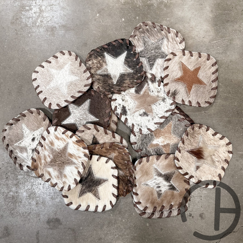 Star Cowhide Coasters Set Of 4