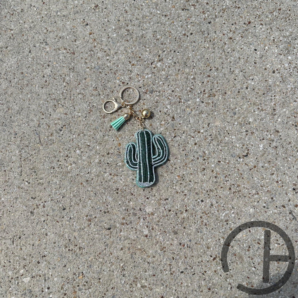 Striped Cactus Bling Keychain