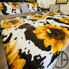 Sunflower Cow Velvet Quilt 3 Piece Bed Set