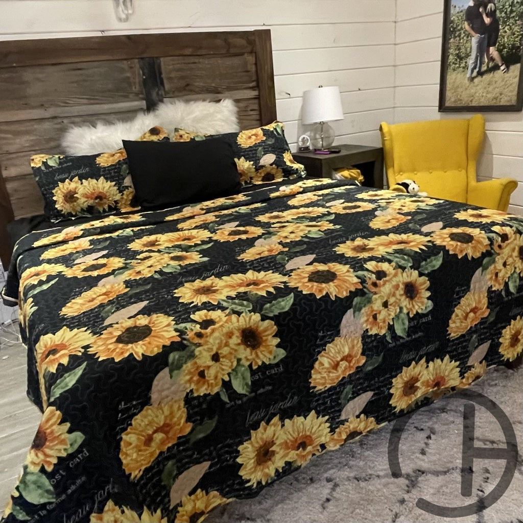 Sunflower Quilt 3 Piece Bed Set