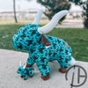 Teal Cow Print Longhorn Plush Stuffed Animal