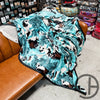 Teal Tooled Moo Cow Oversized Throw Blanket