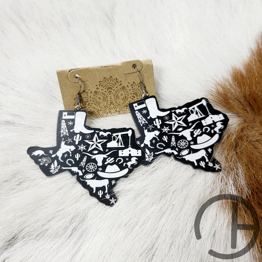 Texas Black White Earrings