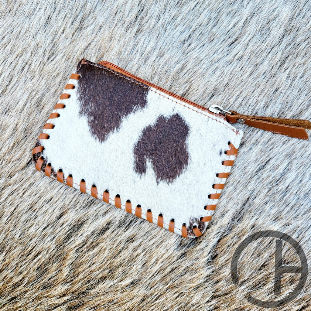 Tooled Cowhide Coin Pouch