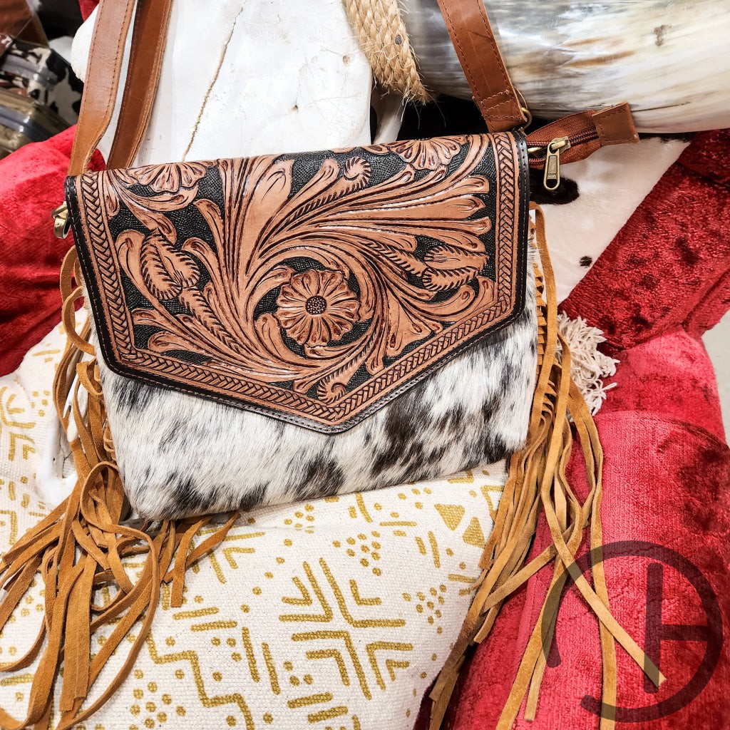 Tooled Flap Purse Crossbody