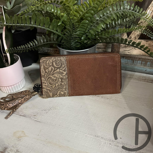 Tooled Fringe Leather Wallet