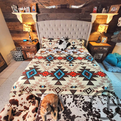Trinity Aztec Quilt 3 Piece Bed Set
