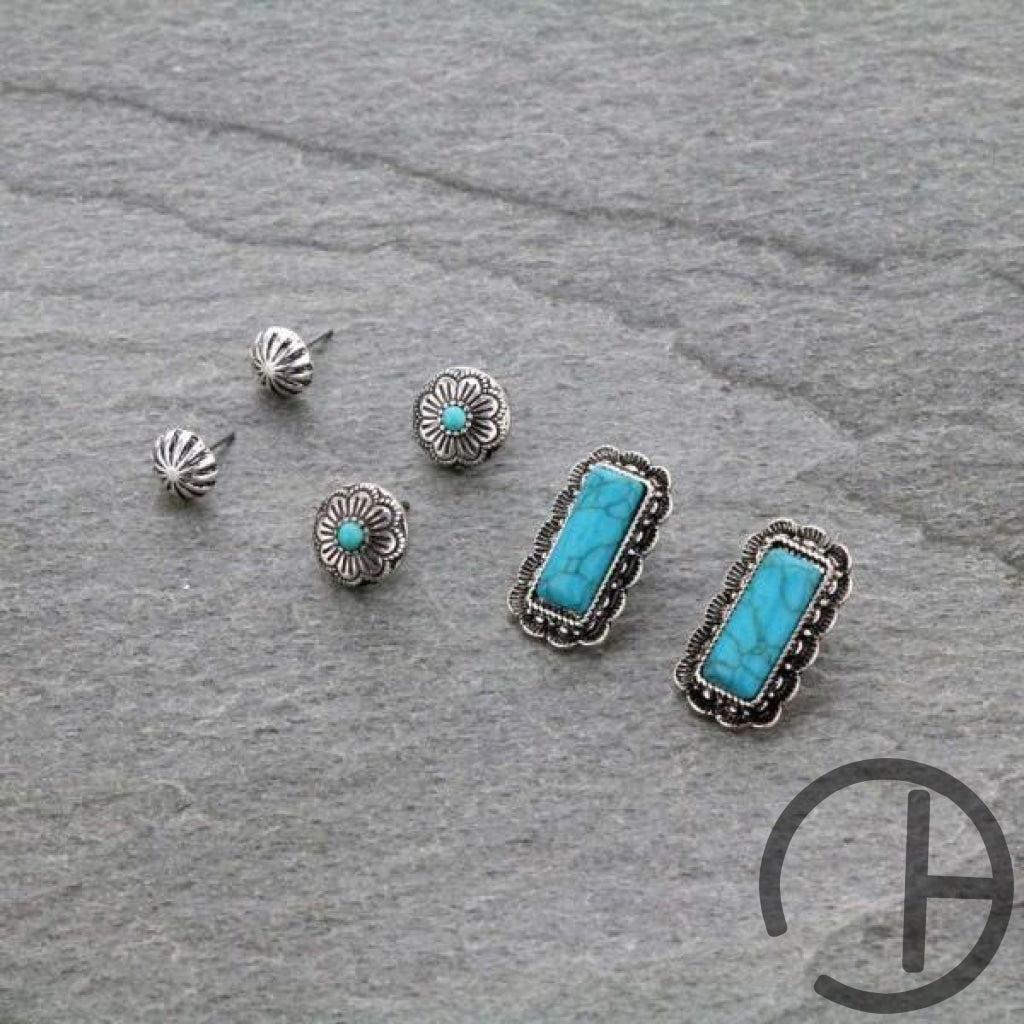 Turquoise 3 Pack Earrings