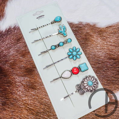 Turquoise Bobby Pin Hair Clip Set