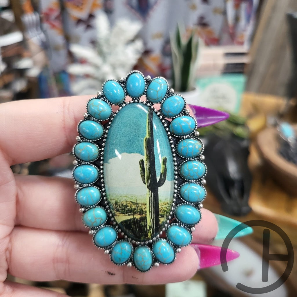 Turquoise Cactus Phone Grip