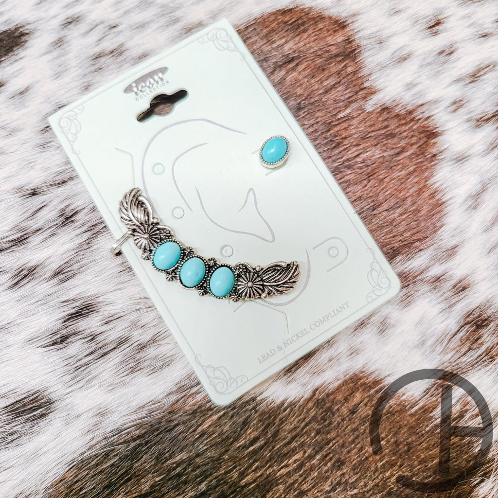Turquoise Climber Earring Set