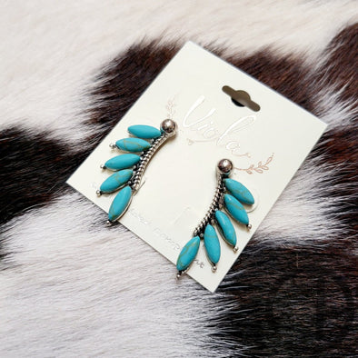 Turquoise Feather Bead Earrings