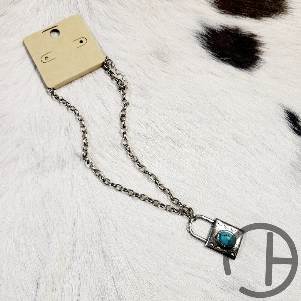 Turquoise Lock Choker Necklace