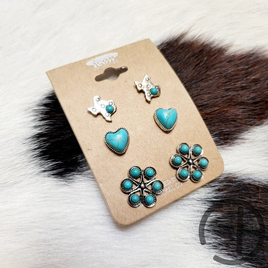 Turquoise Texas 3 Pack Earrings