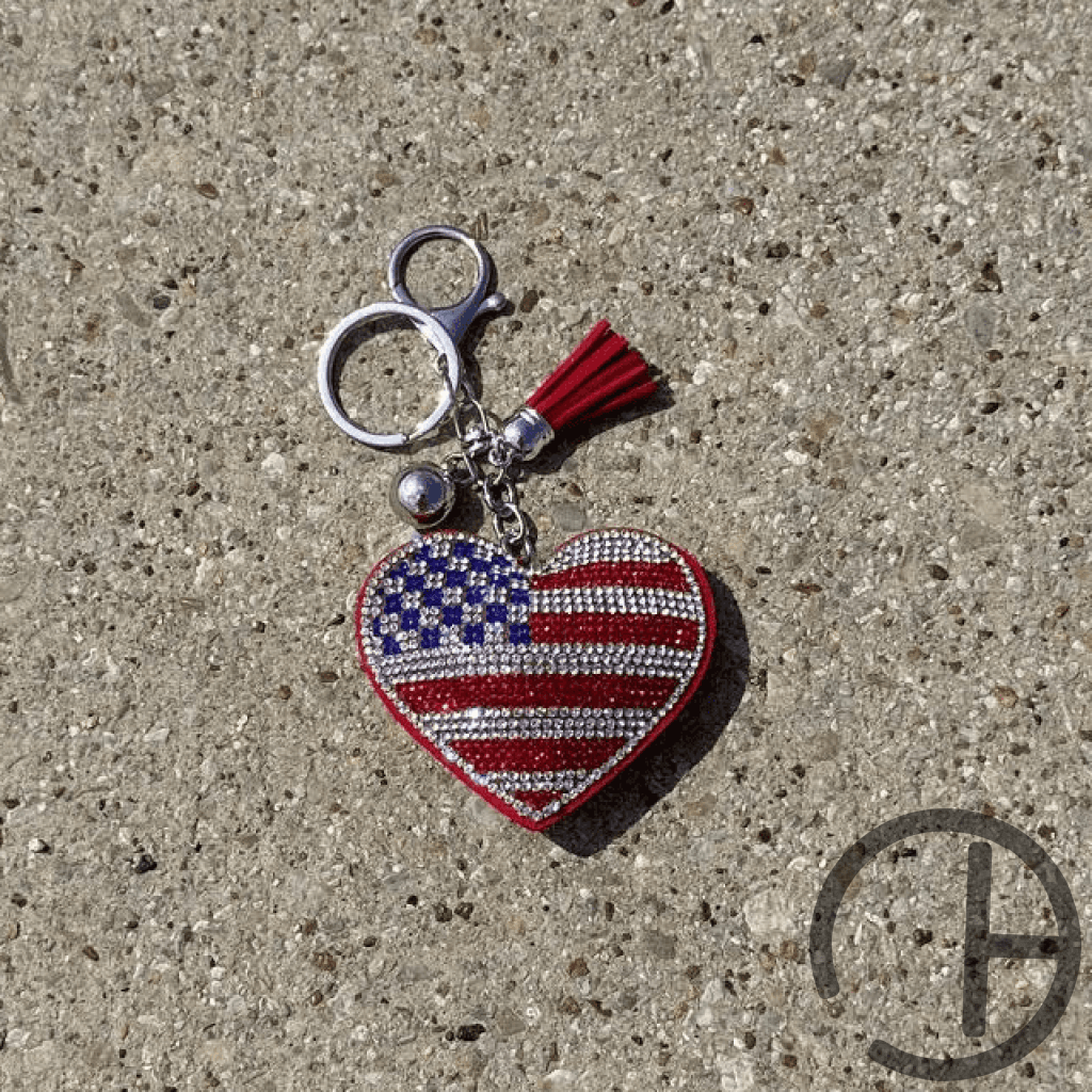 Usa Heart Bling Keychain