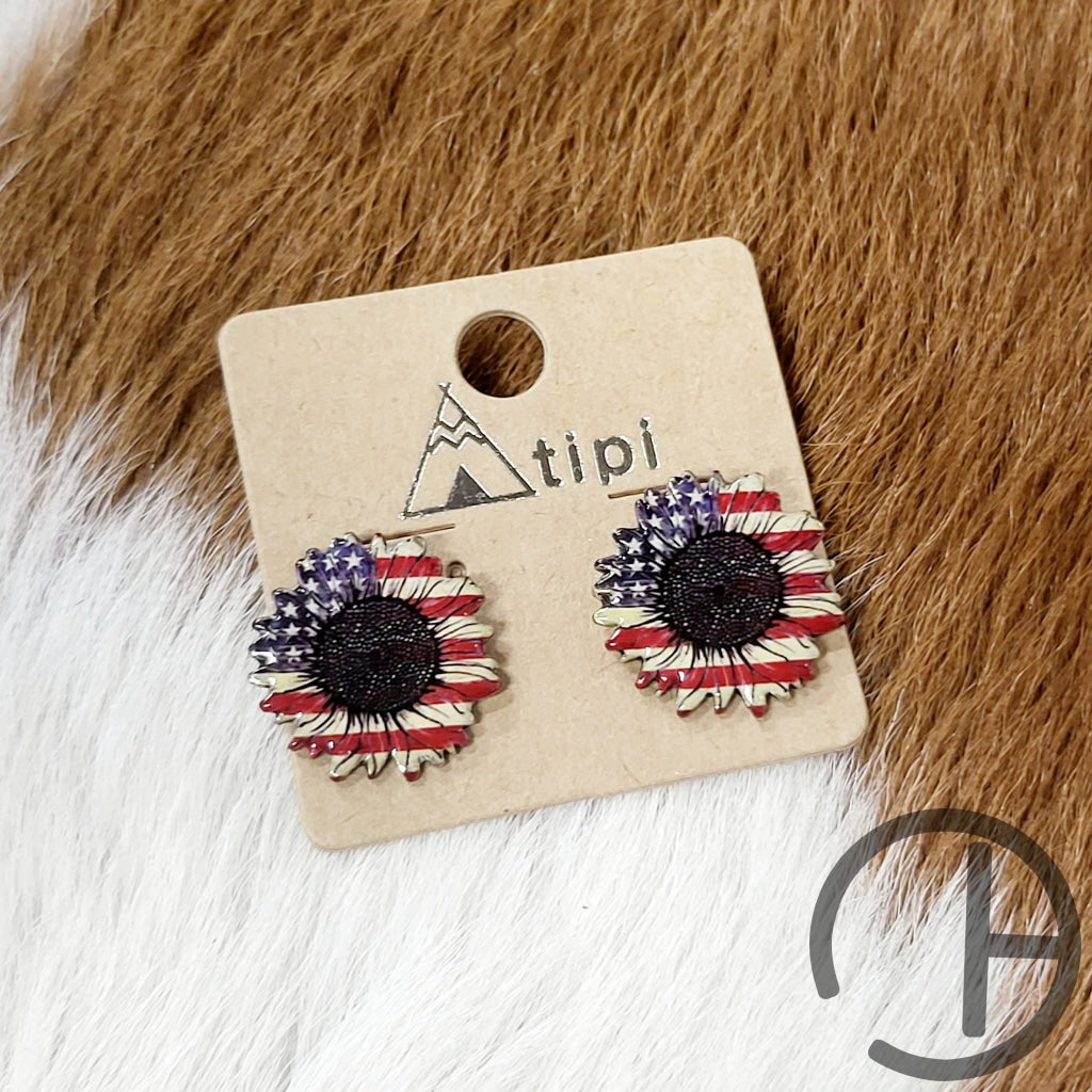 Usa Sunflower Stud Earrings