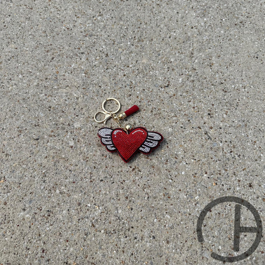Winged Heart Bling Keychain