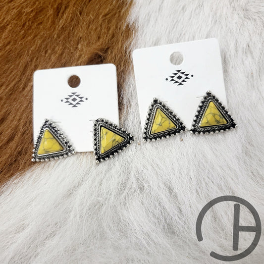 Yellow Triange Stud Earrings
