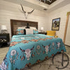Turquoise Steer Skull Quilt 3 Piece Bed Set