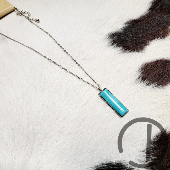 Turquoise Drop Bar Necklace